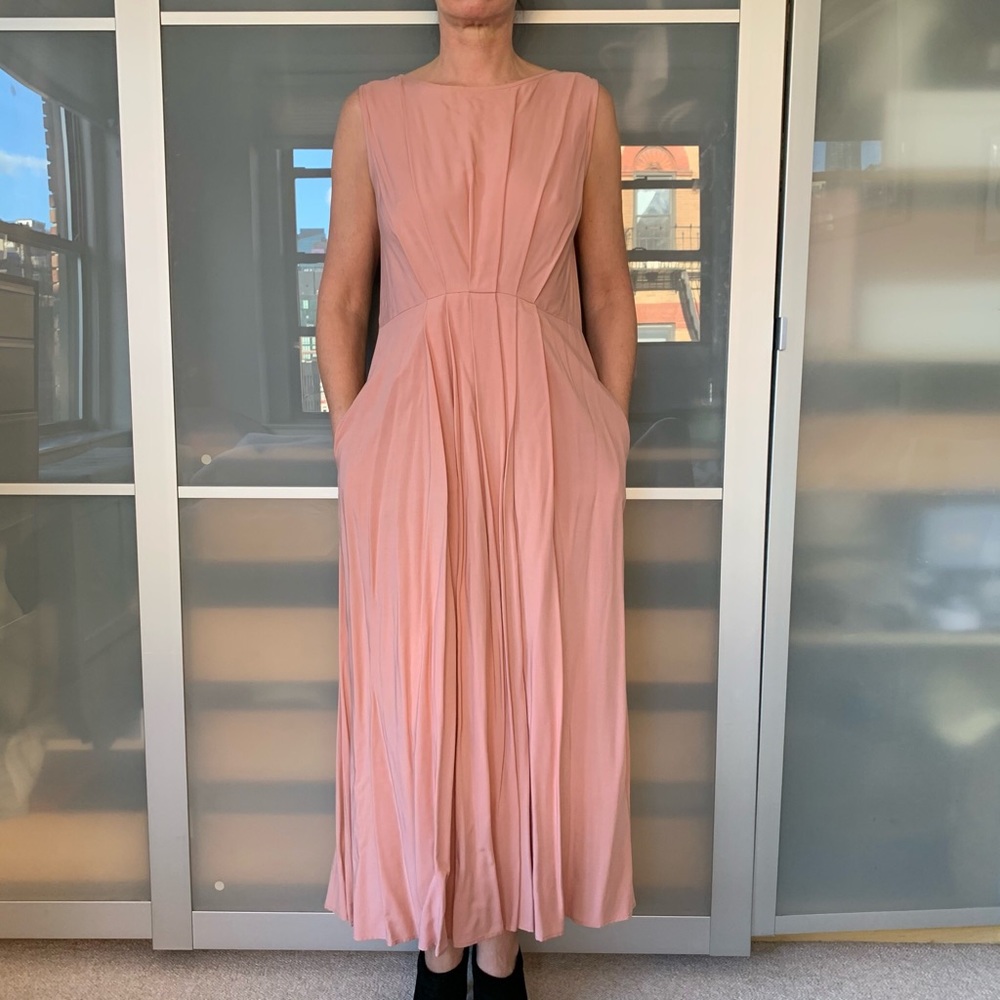 Meg Shop nude/peach mid-length drape dress